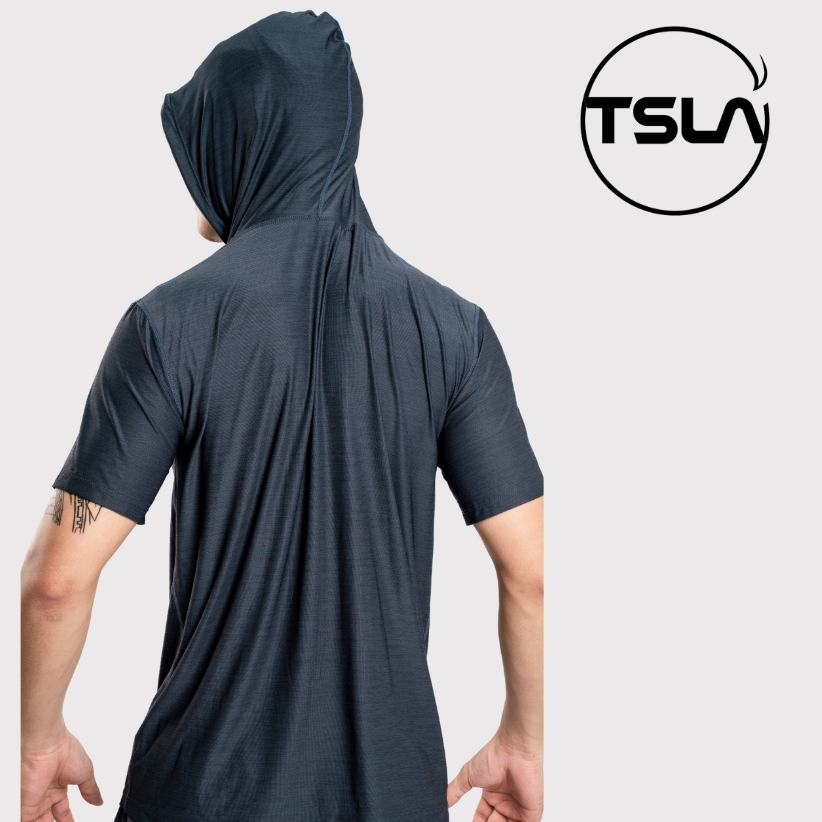 Áo hoodie nam ngắn tay TSLA form bigsize oversize trên 100kg chất kháng khuẩn chống uv chạy bộ tập gym thể thao TSO2028