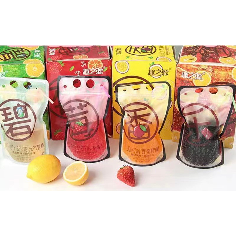 Nước Hoa Quả  Cô Đặc - Chỉ Cần Đổ Nước Lọc Vào Túi Cắm Ống Hút Sử Dụng Liền