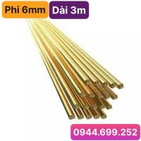 Đồng vàng tròn đặc, phi 6mm, dài: 3m