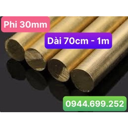 Đồng tròn vàng đặc, phi 30mm, dài 70cm - 1m