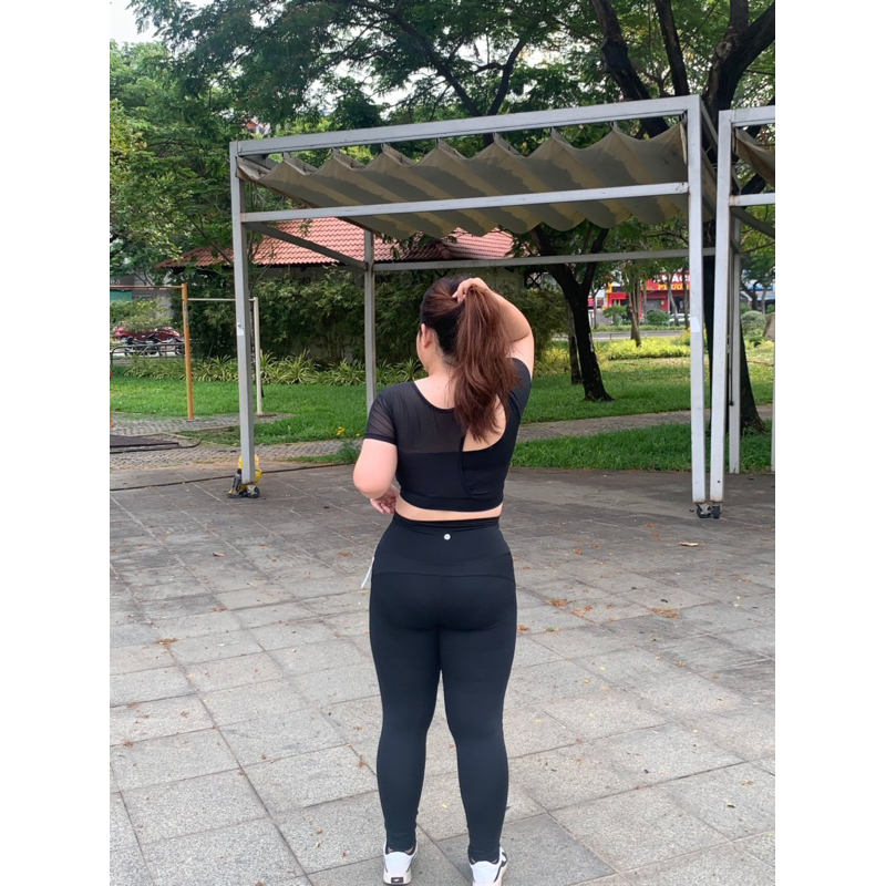 Set dài tập Gym Yoga bigsize áo croptop phối lưới quần dài thun lạnh mềm mịn co dãn
