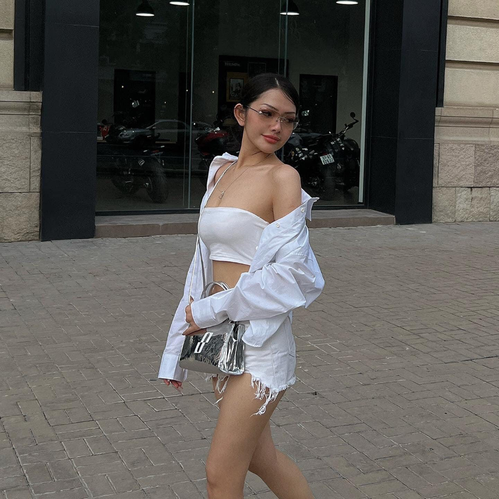 Túi đeo chéo Mini Spoiled quai cầm Da cao cấp chính hãng full box - Bạc ánh kim