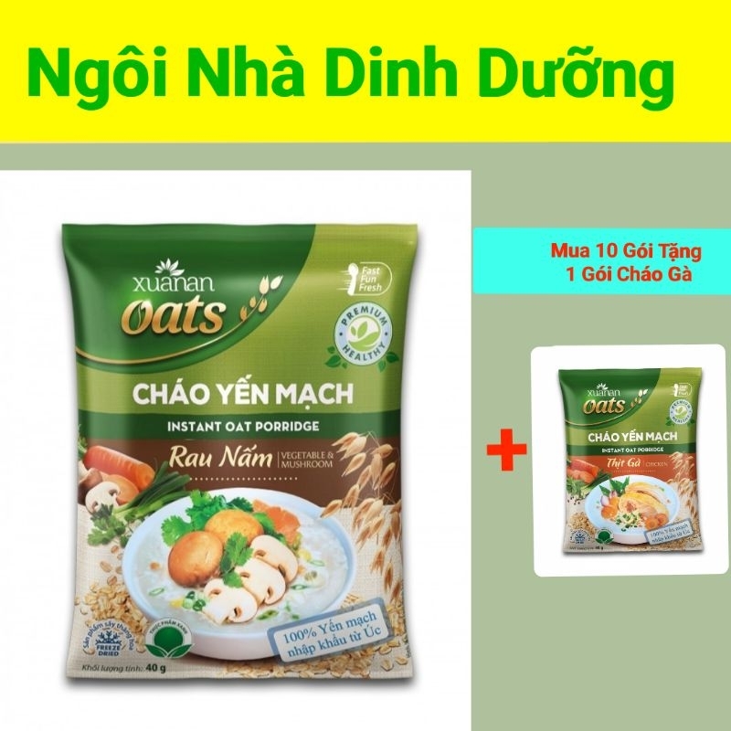 Cháo Yến Mạch Chay Rau Nấm Xuân An 40g( Mua 10 Gói Tặng 1 gói cháo 40g)