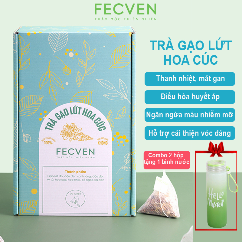 Trà Gạo Lứt Hoa Cúc Fecven - Giúp Thanh Lọc Cơ Thể, Giải Độc Gan, Giảm Mỡ Máu, Kiểm Soát Đường Huyết - Hộp 30 Túi Lọc