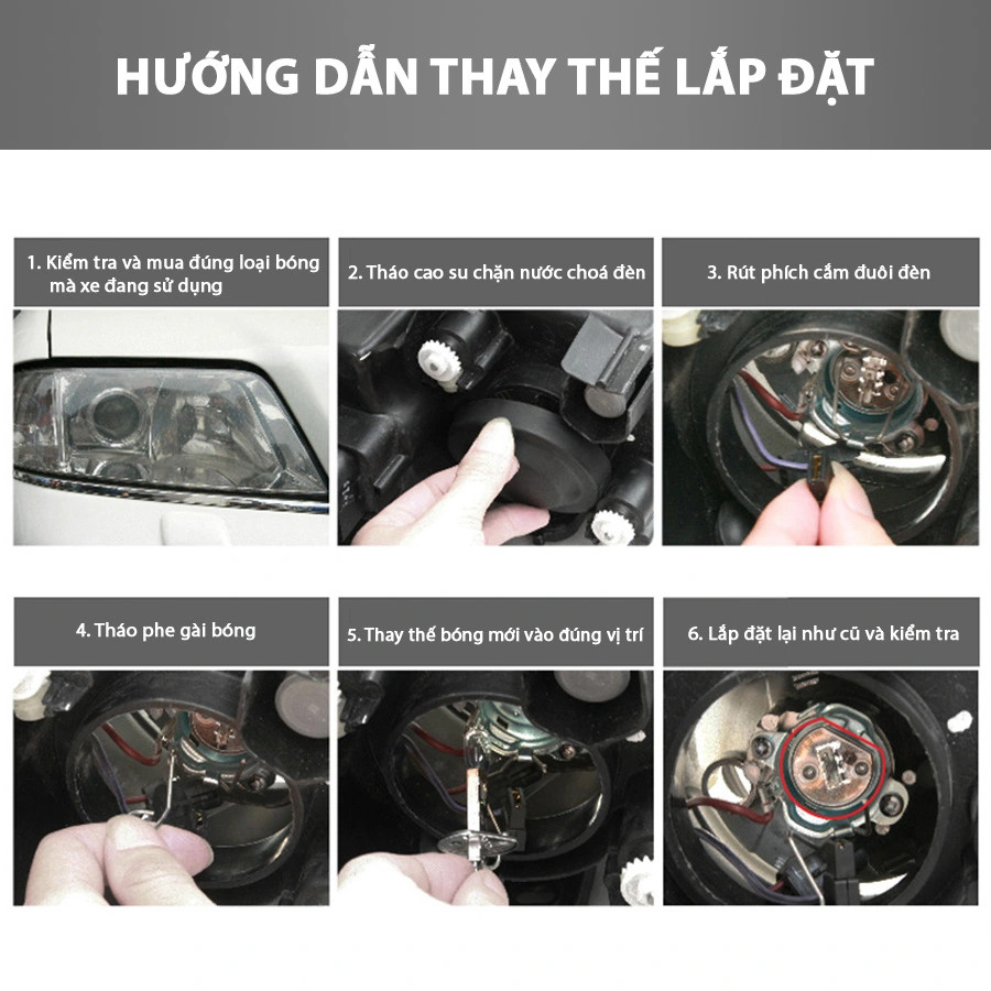 Bóng đèn halogen h1,h3,h4,h7,h8,h11,h16,hb3,hb4,9012,9005,9006 12v tăng sáng 150% chính hãng 2 bóng