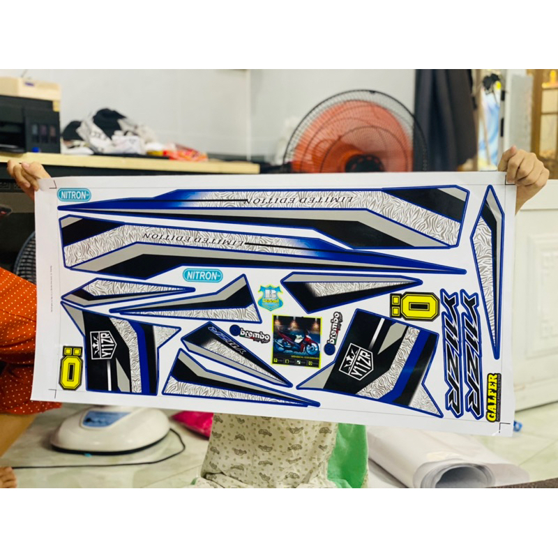 Siêu đẹp full bộ tem rời Y11ZR mẫu vân tay dán xe xanh gp siêu đẹp