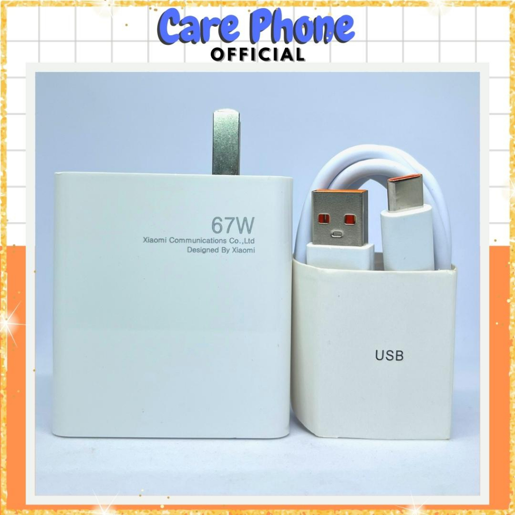 Bộ sạc nhanh xiaomi redmi 33W 67W,Cốc sạc nhanh,cáp sạc type-C chất lượng tốt,dùng cho mọi loại máy Xiaomi-CarePhone