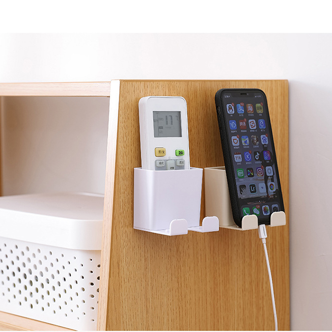 Giá đỡ Hộp để điện thoại remote điều khiển và cố định dây sạc khi sạc treo đồ dán tường GDT2 DL TECH