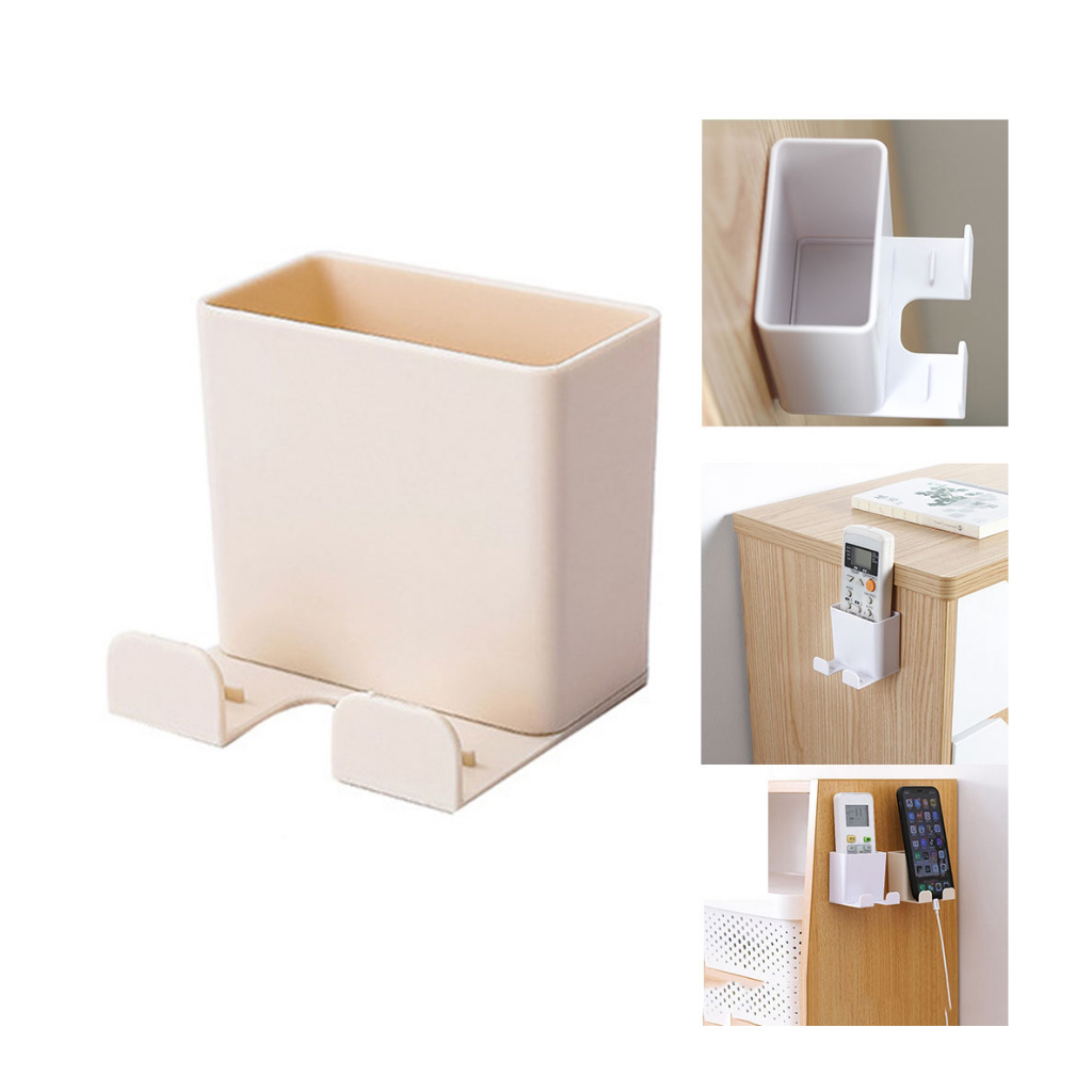 Giá đỡ Hộp để điện thoại remote điều khiển và cố định dây sạc khi sạc treo đồ dán tường GDT2 DL TECH