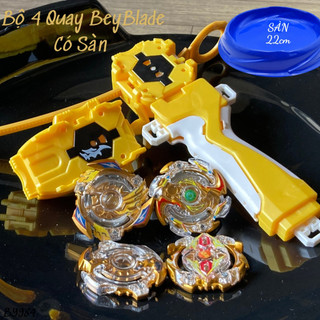 Bộ 4 Con quay BeyBlade + 2 Tay phóng + Sàn đấu - Con quay vòng xoay thần tốc