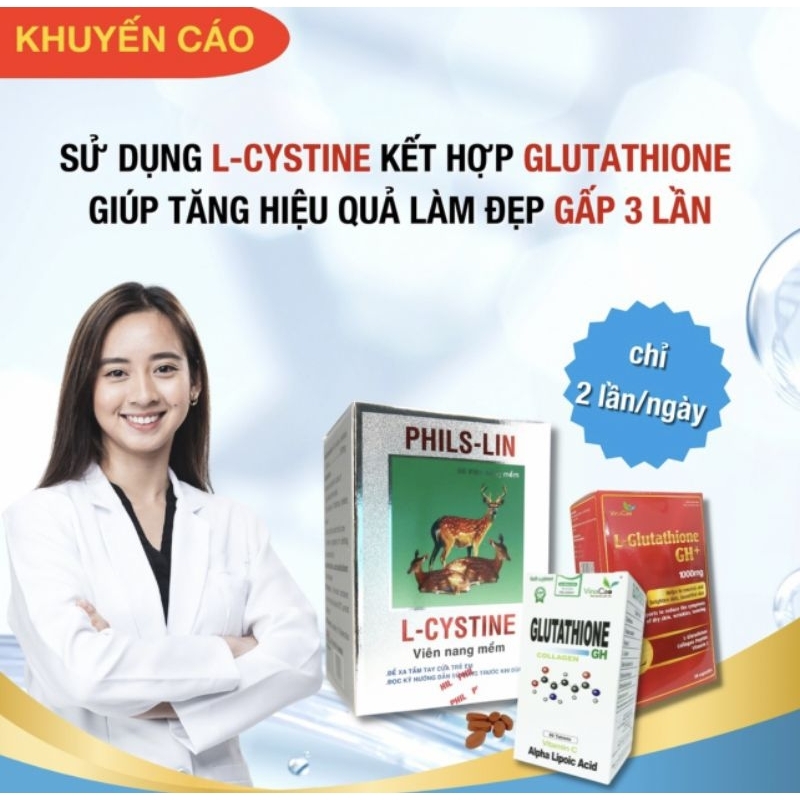 Viên uống L-CYSTINE giảm rụng tóc, đẹp da,giúp da trắng sáng, hạn chế lão hoá,dùng cho da nám,tàn nhang, không đều màu