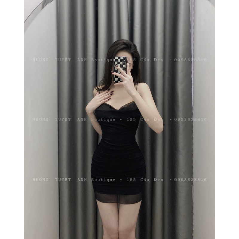 Đầm body lưới dây bún nhún