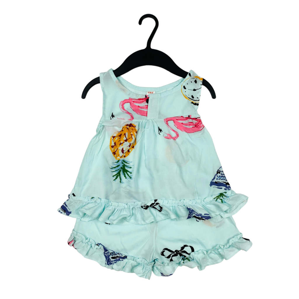 Bộ lanh lụa  cho bé gái, bộ lanh 2 dây gấu bèo cho bé gái