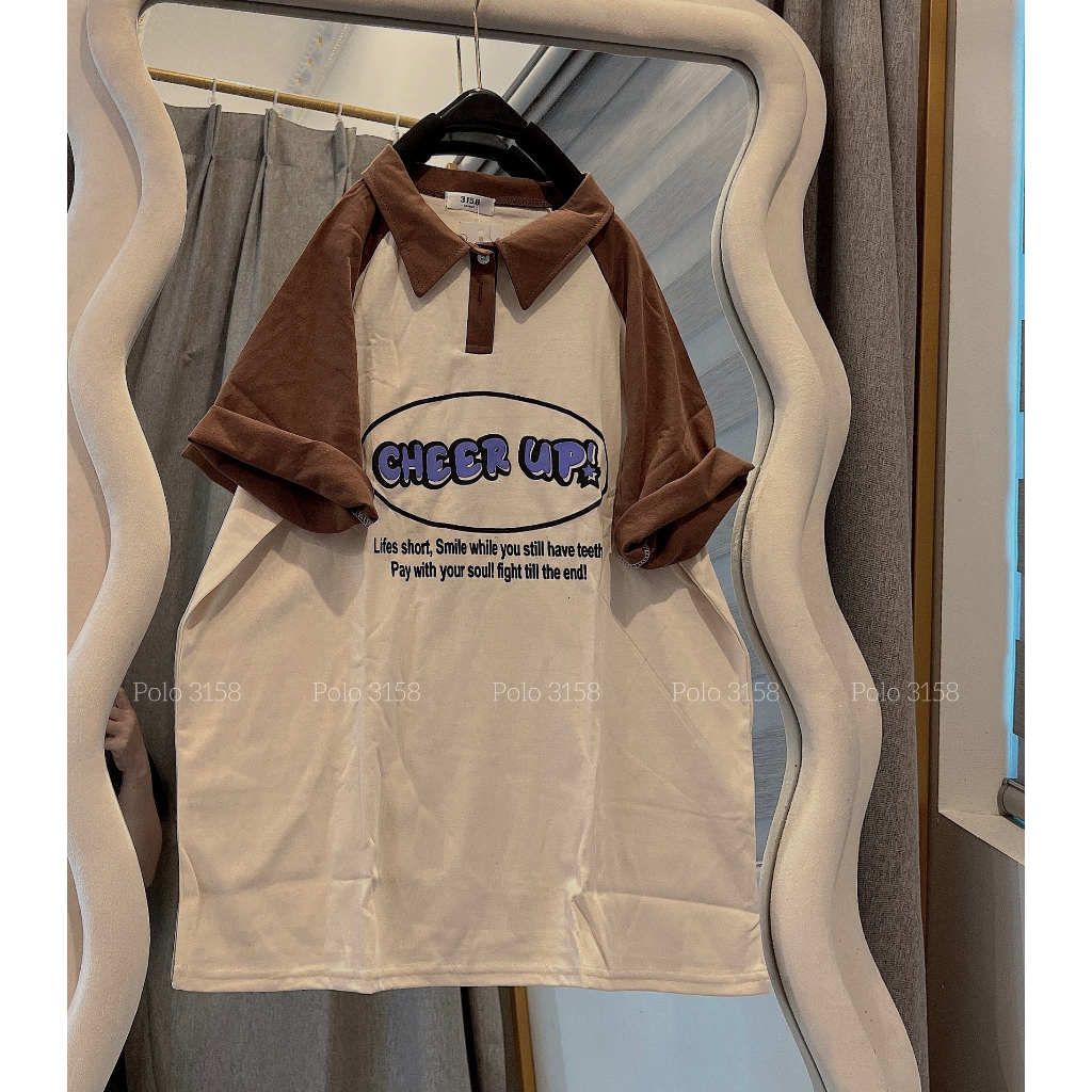 Áo Phông Polo 3158 Dấng Rộng Nam Nữ Cheer Up Unisex Bigsize - Áo Thun Cổ Bẻ Ngắn Tay