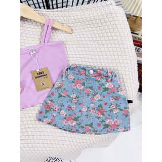 Set áo dây tím + cv bò hoa cho bé gái