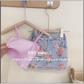 Set áo dây tím + cv bò hoa cho bé gái