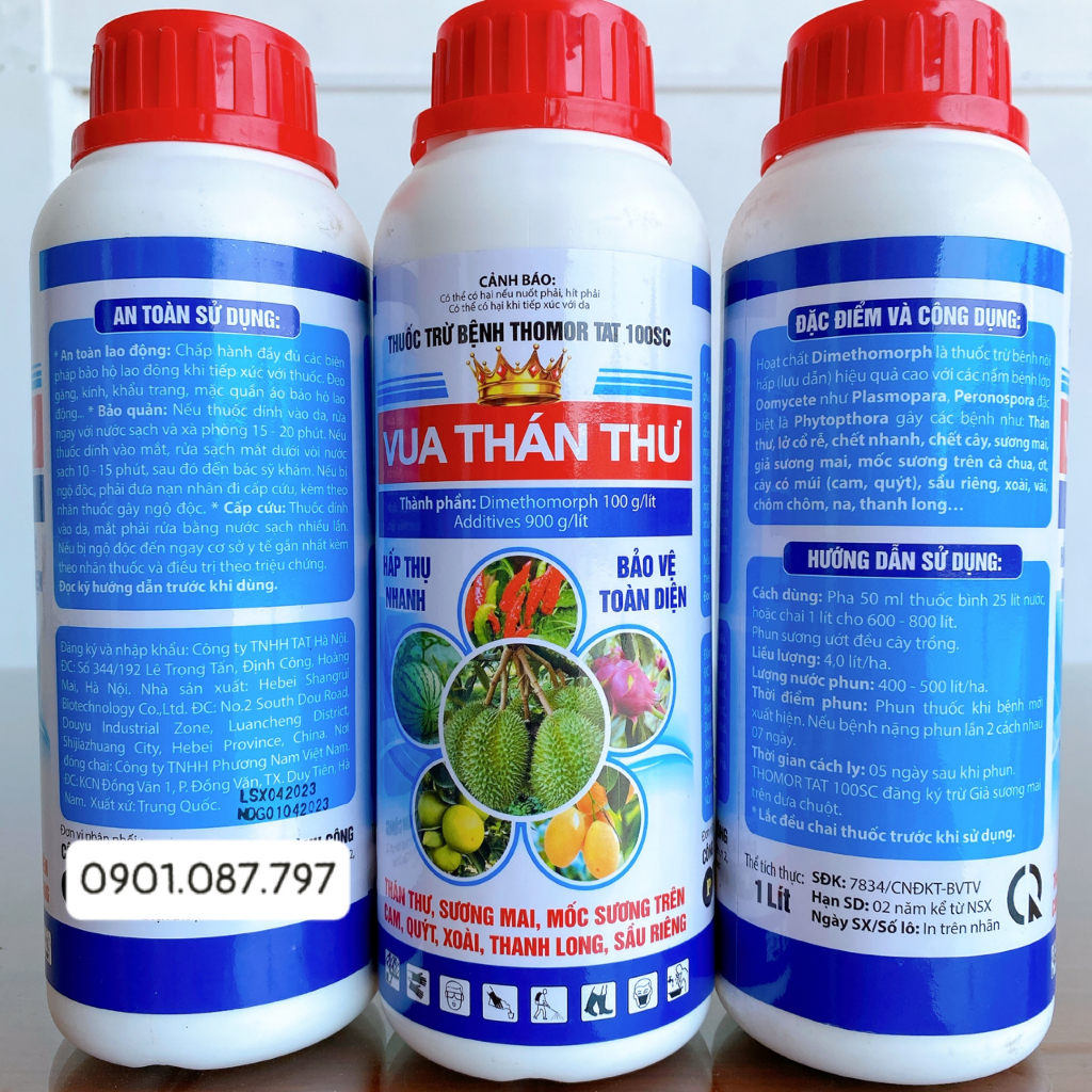 Vua Thán Thư, Tác Dụng Mạnh Thán Thư, Sương Mai, Thối Rễ, Mốc Sương, Chết Nhanh Chai 1 Lít