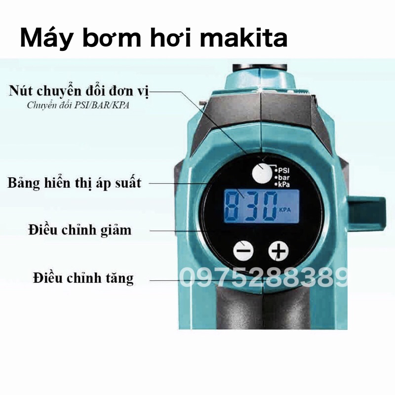 Máy bơm hơi dùng chung chân pin makita cao cấp