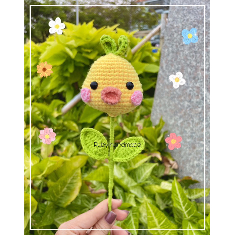 Hoa đầu thú len handmade hoa heo cừu thỏ gấu đáng yêu làm quà trang trí