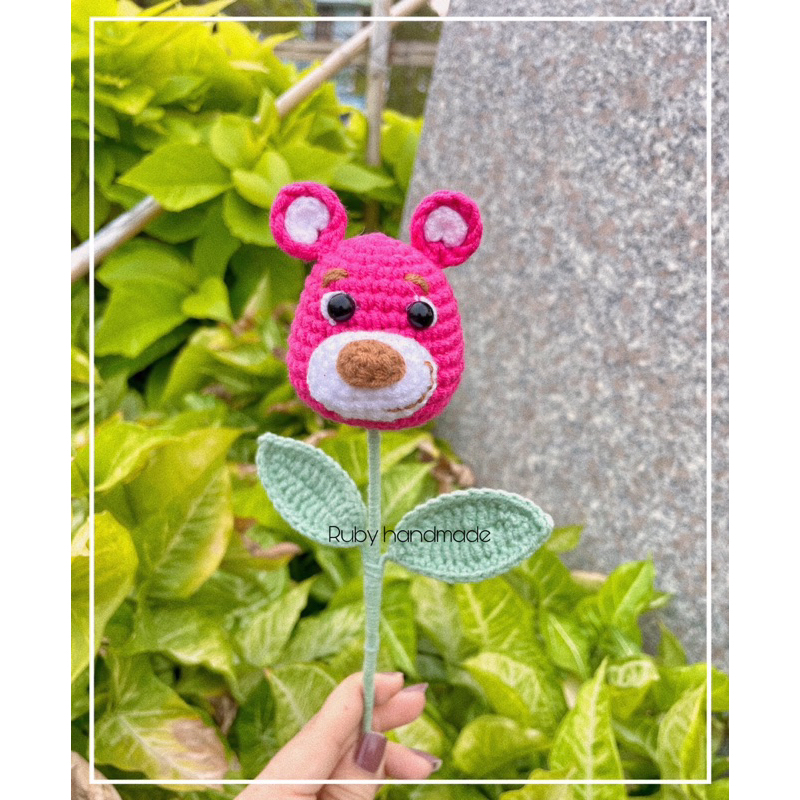 Hoa đầu thú len handmade hoa heo cừu thỏ gấu đáng yêu làm quà trang trí