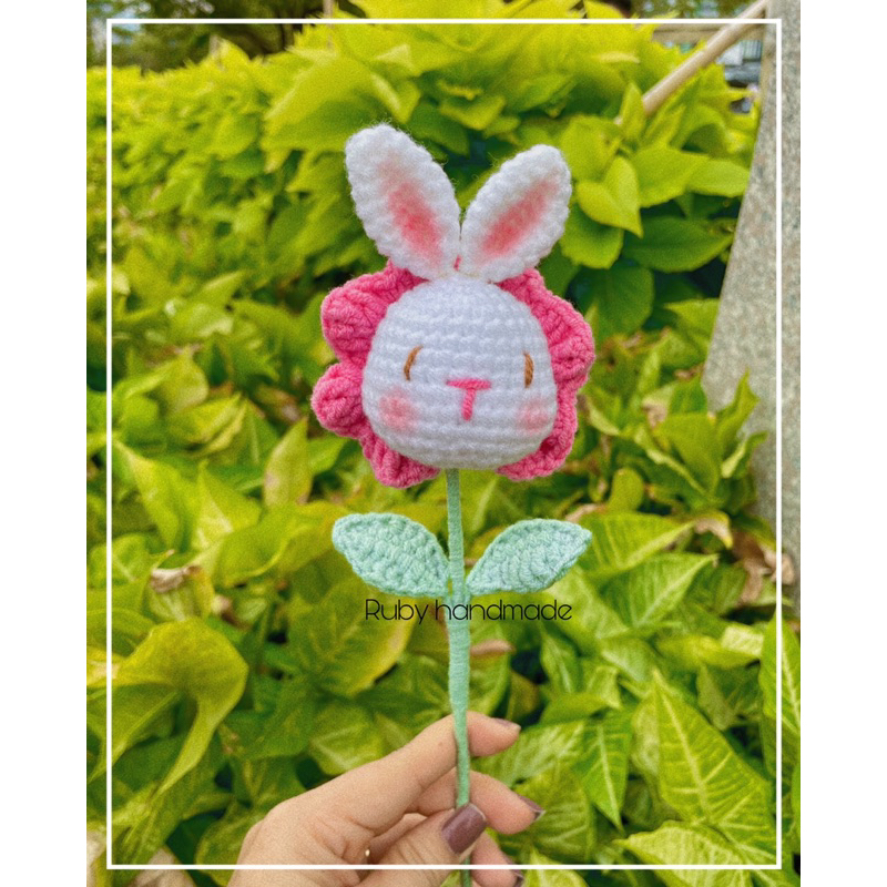 Hoa đầu thú len handmade hoa heo cừu thỏ gấu đáng yêu làm quà trang trí