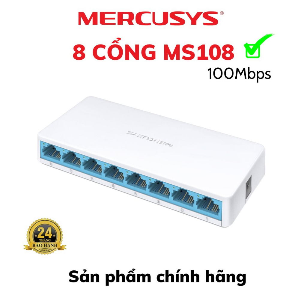 Bộ chia mạng Mercusys 5 cổng MS105 100Mbps / 8 cổng MS108 100Mbps, Cục chia mạng, Swich chia tín hiệu Lan - Chính hãng