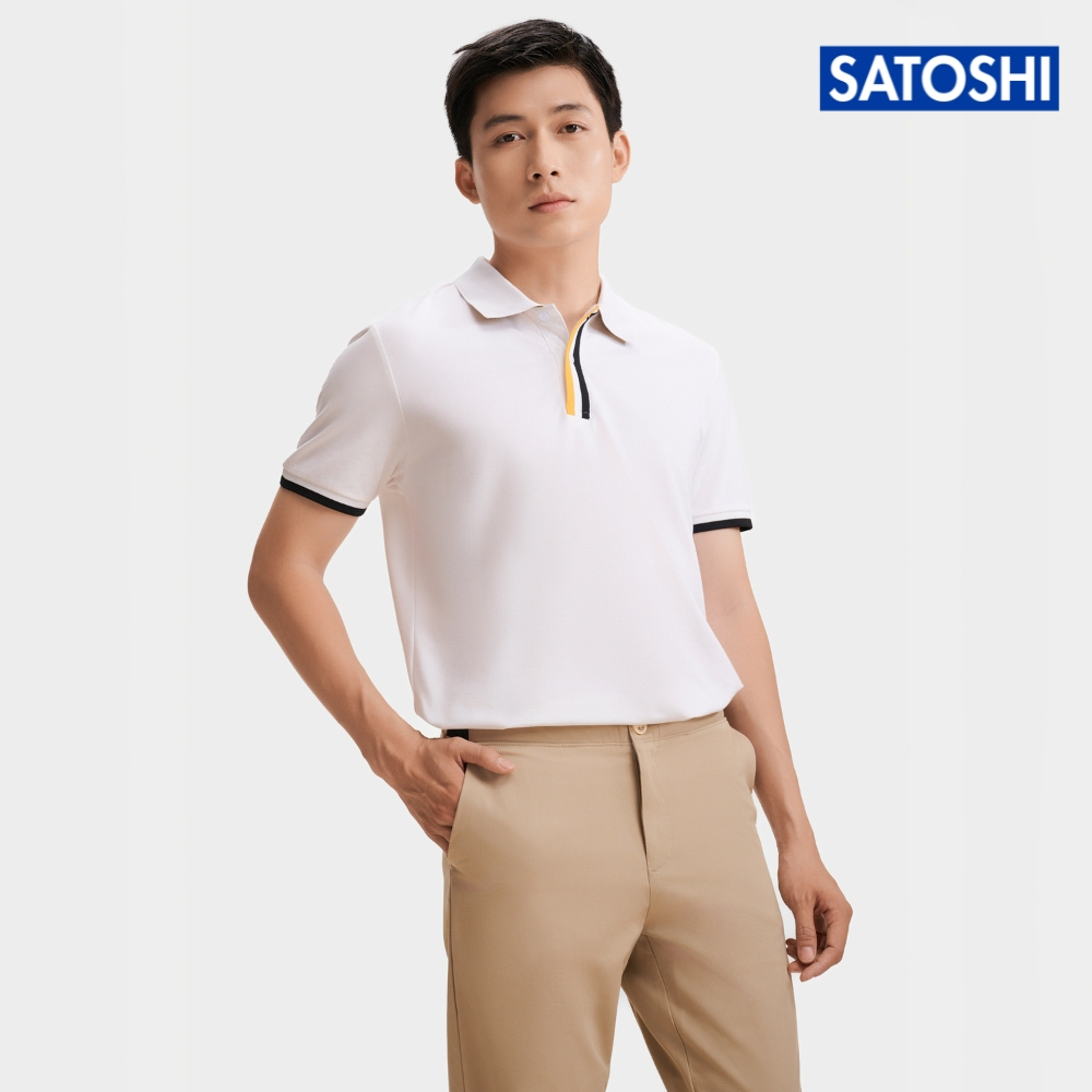 |Satoshi| Áo Polo STS Micro Pique SAPL83 Áo Polo Nam Phối Màu Cổ Viền Trụ Bo Tay Áo Sang Trọng