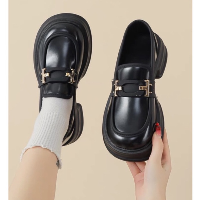 Giày búp bê xuka nữ gắn chữ TT da mềm thời trang cao cấp Giày tiểu thư kiểu dáng thời thượng