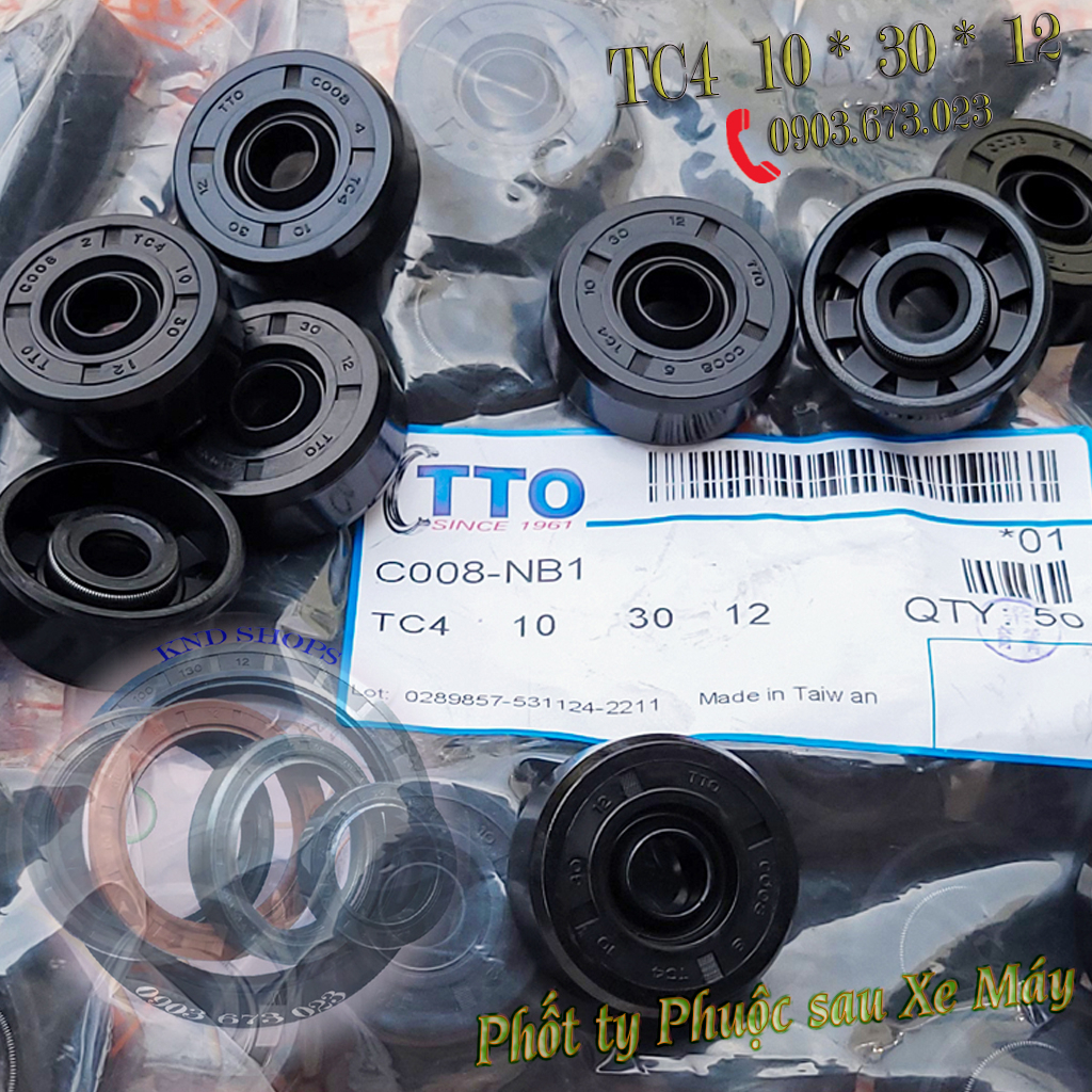 Phốt ty phuộc sau xe máy Honda Click NOK TC4 10*30*12 | TTO TC4 10*30*12 loại vòng đệm 1 lò xo | KND Shops