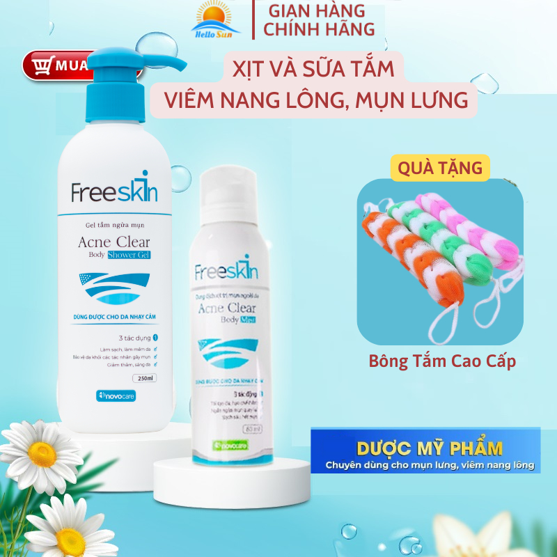 Combo Viêm Nang Lông, Mụn Lưng Freeskin, Xịt và Sữa Tắm Giảm Viêm Nang Lông, Mụn Lưng, Mờ Thâm- shop Hello Sun | BigBuy360 - bigbuy360.vn