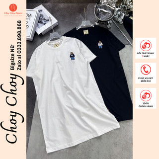 Áo thun cotton nữ thêu gấu cổ tròn , áo thun form rộng tay ngắn, áo phông form rộng thêu gấu