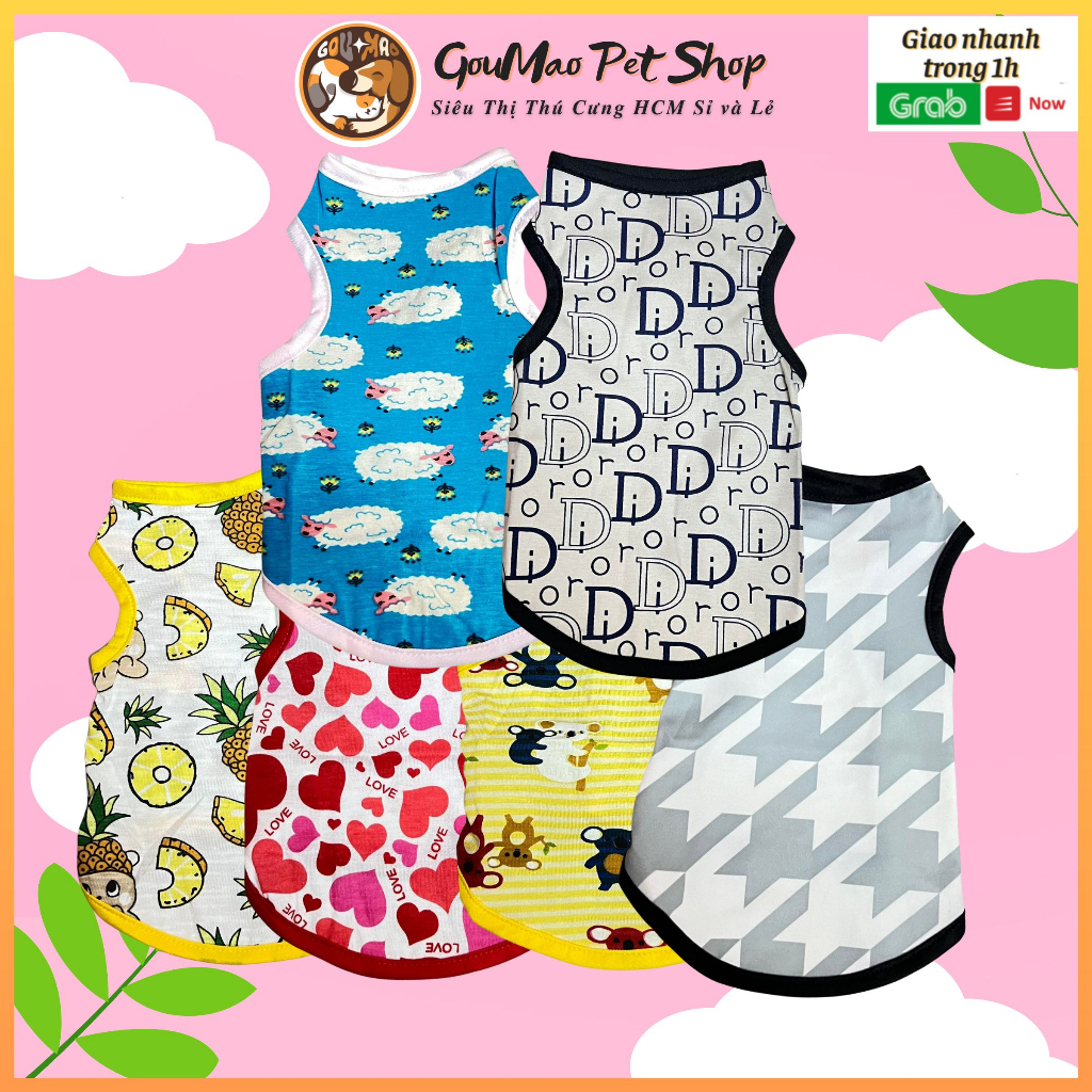 Áo ba lỗ chó mèo thun mát mẻ, nhiều họa tiết P3 - Goumao pet