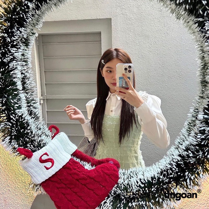 Set váy ô lông mix áo sơmi tay bồng cover Tingoan new 2023-Kem.Studio