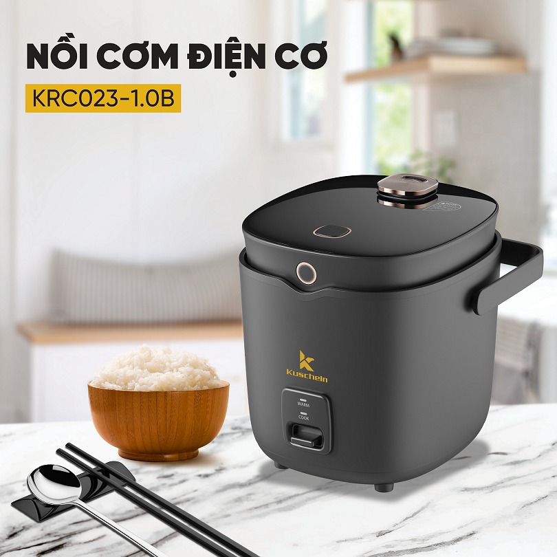 Nồi cơm điện mini KUSCHELN 1 lít 400W nấu nhanh chuẩn Đức dành cho sinh viên, gia đình 1-2 người ăn - KRC023-1.0B