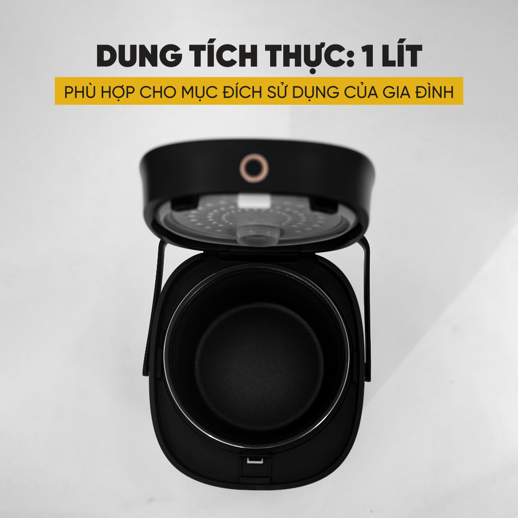 Nồi cơm điện mini KUSCHELN 1 lít 400W nấu nhanh chuẩn Đức dành cho sinh viên, gia đình 1-2 người ăn - KRC023-1.0B