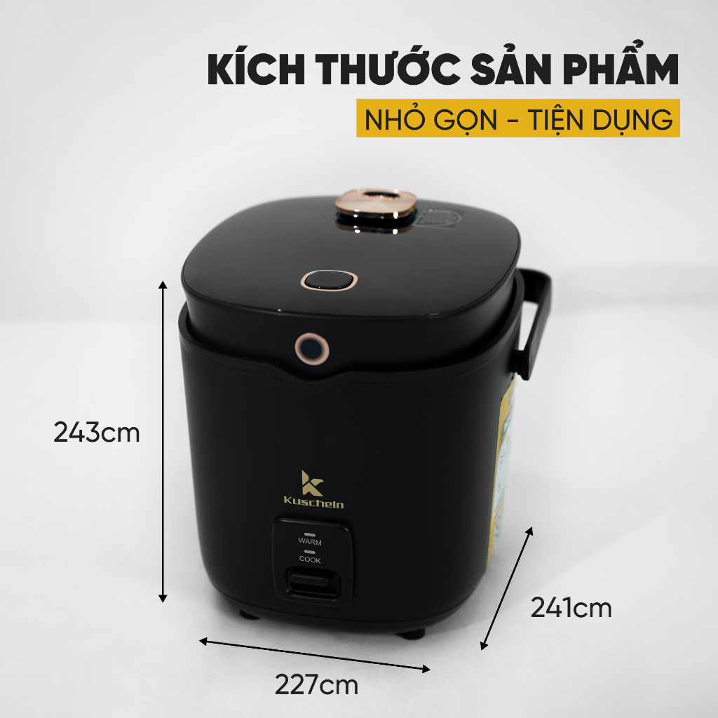 Nồi cơm điện mini KUSCHELN 1 lít 400W nấu nhanh chuẩn Đức dành cho sinh viên, gia đình 1-2 người ăn - KRC023-1.0B