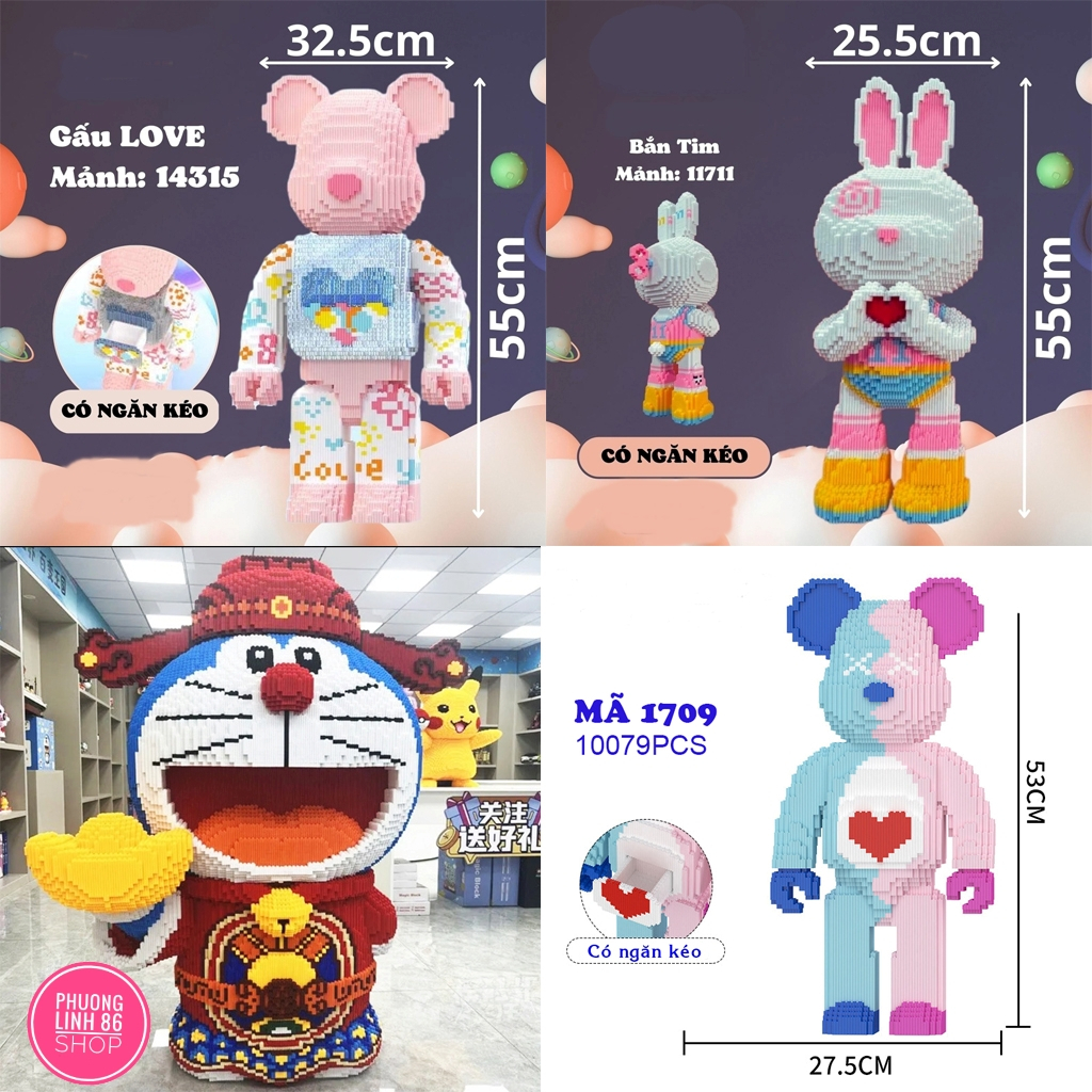 Mô hình lắp ráp Gấu Bearbrick 33 cm 55 cm to đẹp cho bé