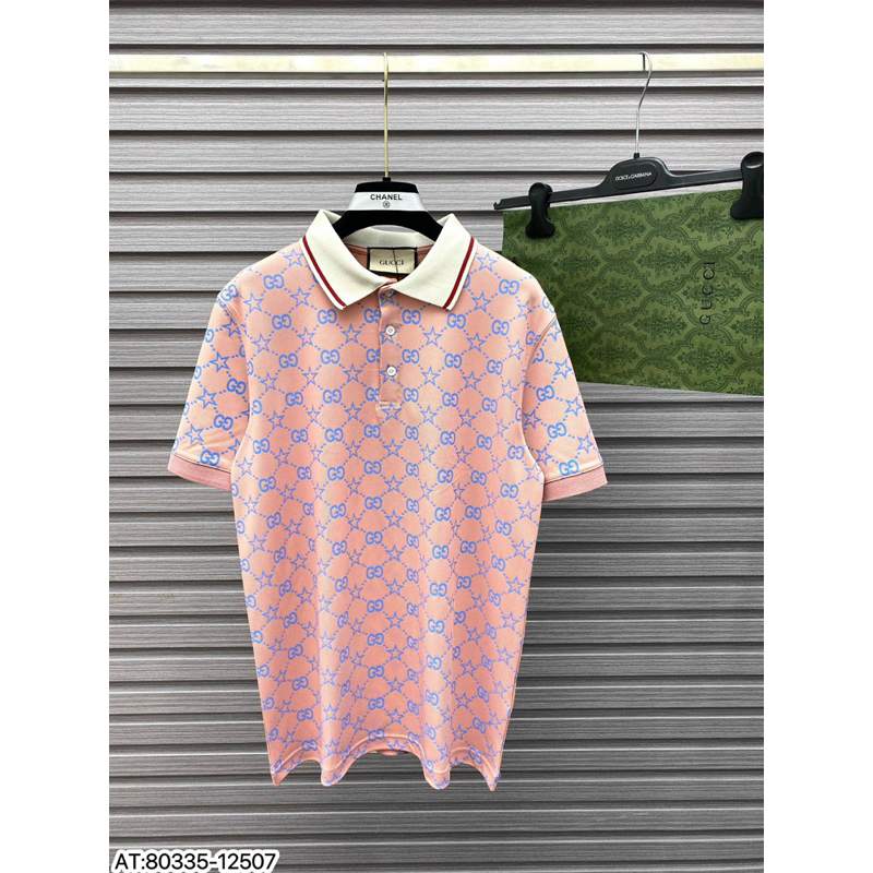 (Freeship) Áo Thun Polo Gucci vân nổi màu hồng (Bản chuẩn 1:1 Trung)