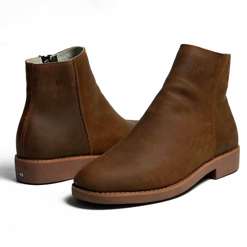 Giày công sở Chelsea Zip Boots MAD brown cao cổ nam da bò nhập khẩu cao cấp chính hãng giá rẻ tại hà nội