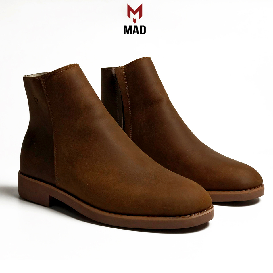 Giày Chelsea Zip Boots MAD Shoes Crazy Horse Brown cao cổ da bò sáp ngựa điên cao cấp chất lượng tốt