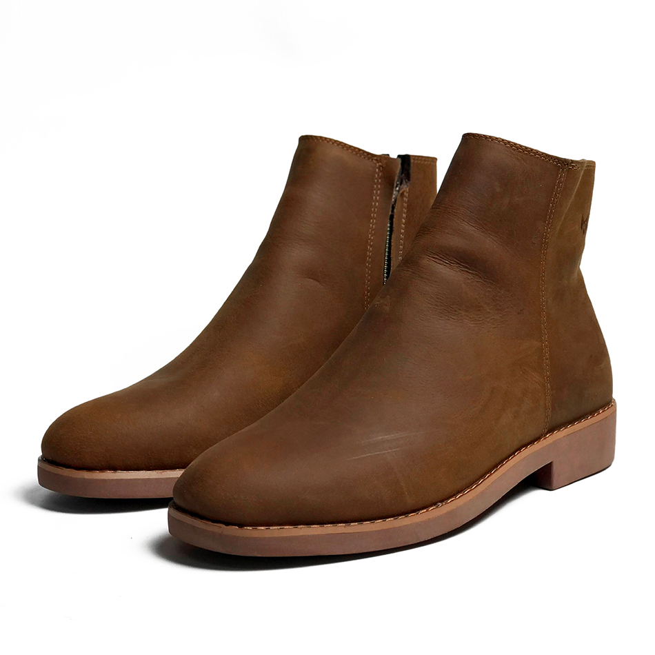 Giày Chelsea Zip Boots MAD Shoes Crazy Horse Brown cao cổ da bò sáp ngựa điên cao cấp chất lượng tốt