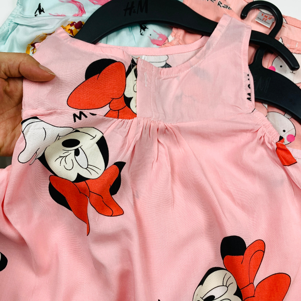 Bộ lanh lụa  cho bé gái, bộ lanh 2 dây gấu bèo cho bé gái