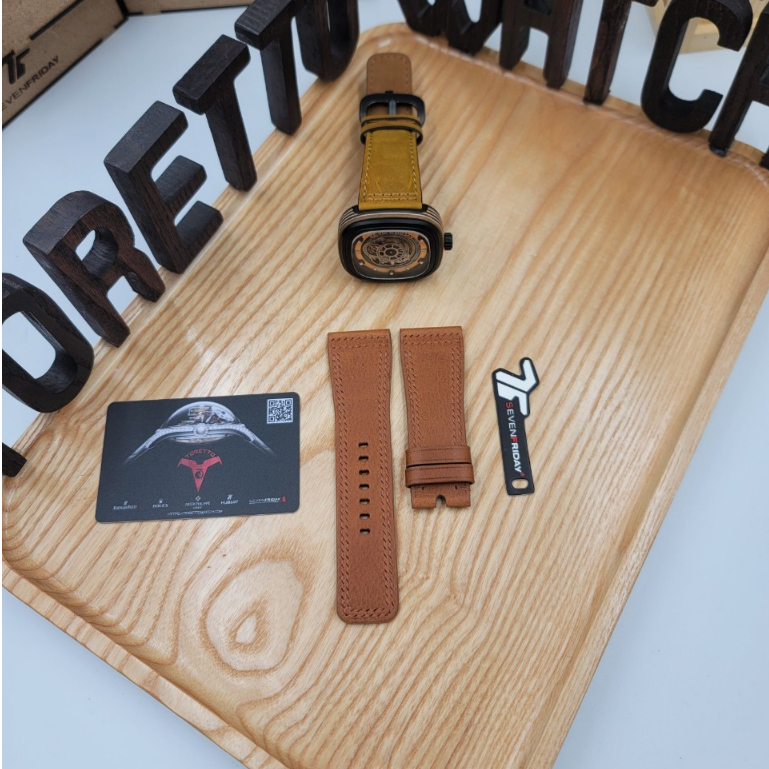 Dây Đồng Hồ SevenFriday Handmade Nâu bò, Size 28mm Lắp Vừa Dòng P,S,M,W,Q,V