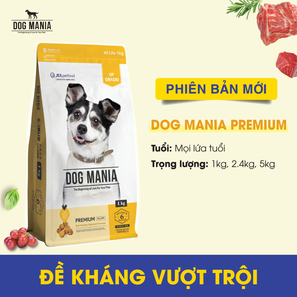 DOG MANIA - Thức Ăn Hạt Cho Chó Nhập Khẩu Hàn Quốc túi 1kg - TKMART