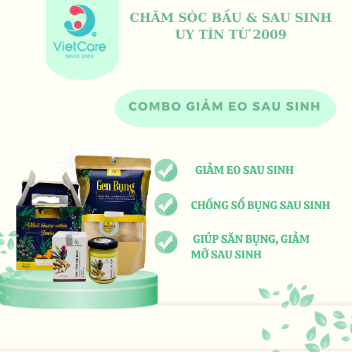 Combo giảm eo sau sinh VIETCARE/giảm mỡ, săn bụng, chống sổ bụng/