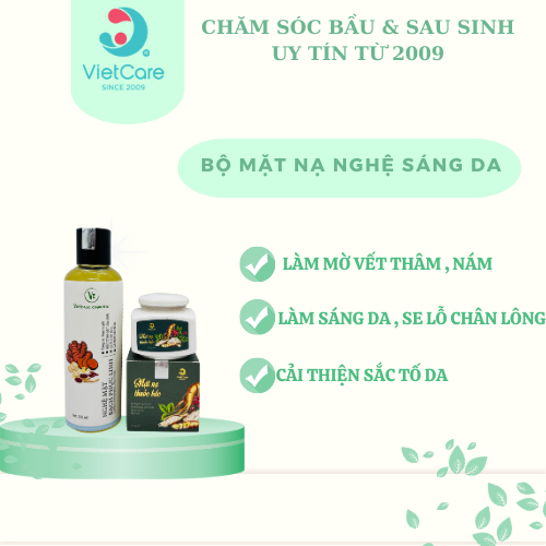 Bộ mặt nạ nghệ sáng da VIETCARE/ giảm thâm nám, se lỗ chân lông/