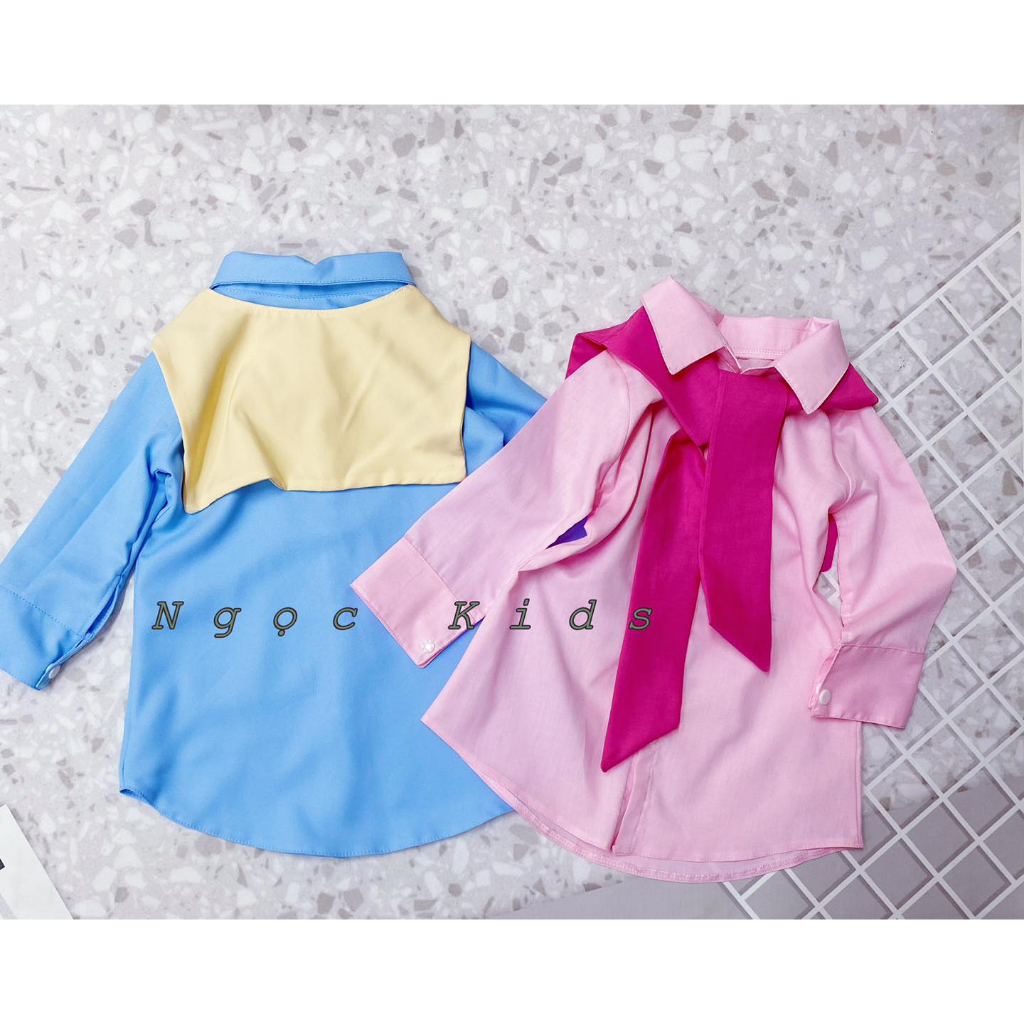 Áo sơ mi thủy thủ- áo sơ mi phối màu cho bé gái 6-20kg