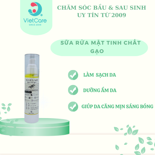 Sữa rửa mặt tinh chất gạo VIETCARE/ sáng da , giữ ẩm/