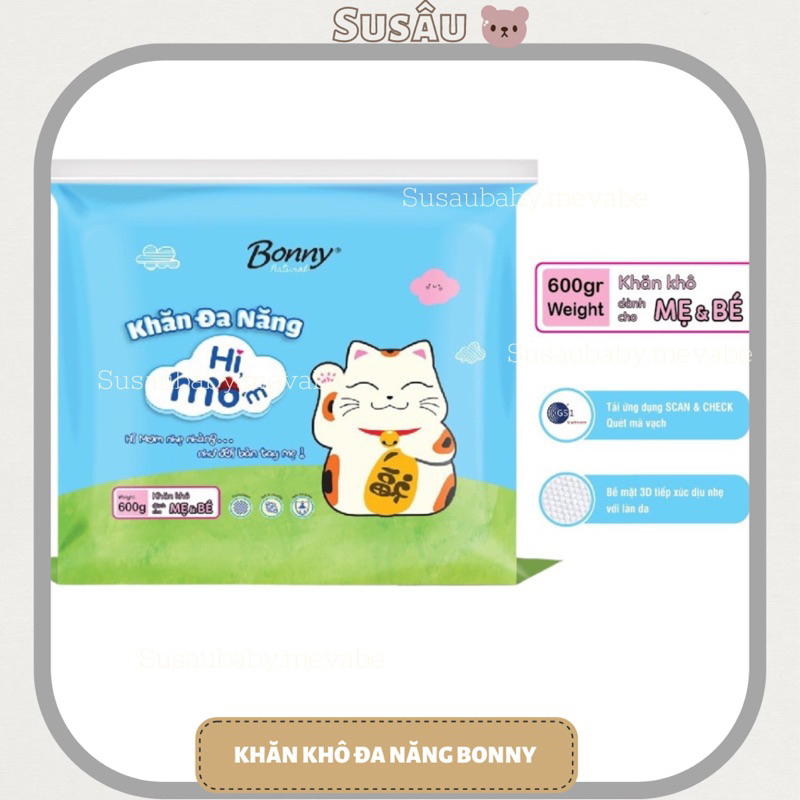 Khăn Khô/ Giấy Khô Vải Đa Năng Bonny Hi Mom Mềm Mại An Toàn Cho Bé 600gr