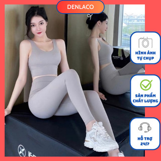 Set đồ tập nữ phủ bụng tập thể thao gym yoga cao cấp - đồ tập gym yoga chạy bộ nữ denlaco